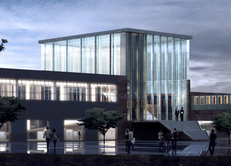 Engaging Community Hub Featuring Sustainable Glass Facades and Warm Wood Accents  