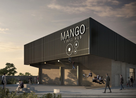 Vinyl Culture Hub Featuring Textured Concrete and Flexible Community Spaces  
