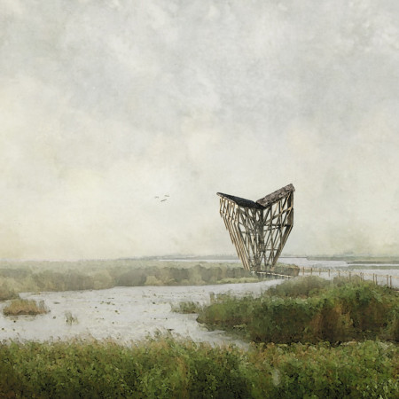 Lattice Structure of Oak and Concrete Integrated into Wetland Ecosystem for Avian Observation