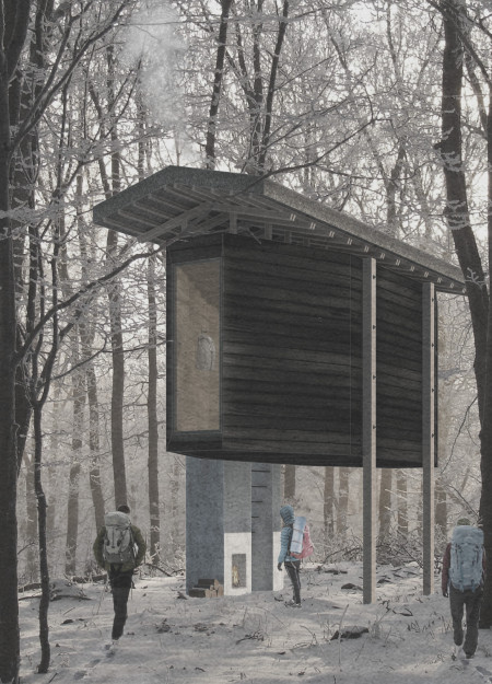 Charred Wooden Shingles and Passive Heating in a Sustainable Trekking Cabin  