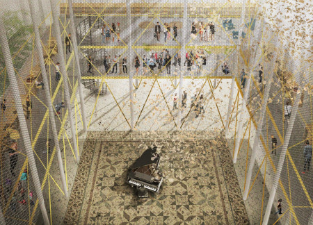 Cultural Hub Featuring Repurposed Brick and Transparent Glass in a Historic Urban Setting