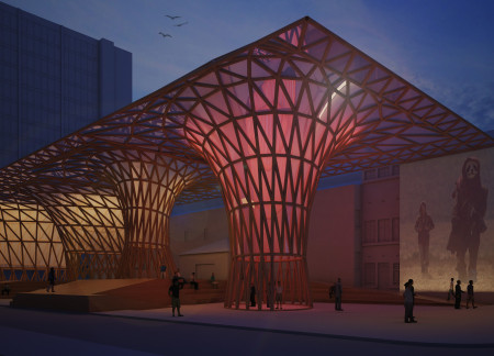 Charred Wooden Shingles and Cross-Laminated Timber Panels Enhance Sustainable Urban Living  