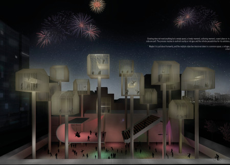Hydraulic Elevation of Steel and Glass Huts for Community Engagement  