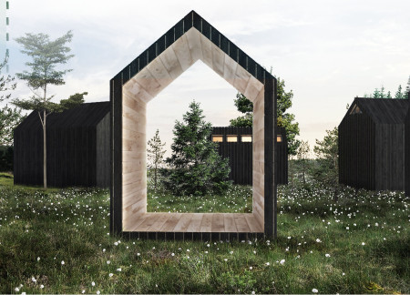 Charred Wooden Shingles and Natural Wood Create a Rustic Retreat in the Wilderness