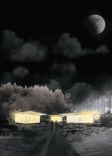 Reflective Canopy With Adaptive Fabric Envelopes For Timber Cabins In A Cultural Landscape