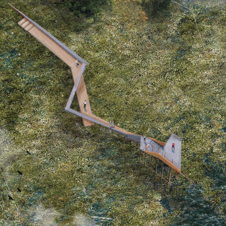 Perforated Metal Mesh and Treated Timber Pathways Shaping Functional Birdwatching Observations