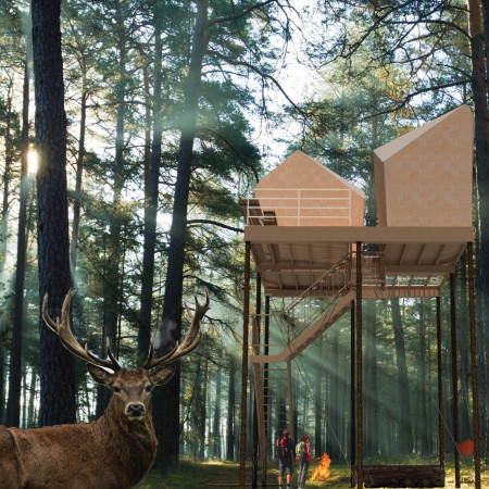Elevated Canopy Retreat Crafted with Polycarbonate and Sustainable Timber