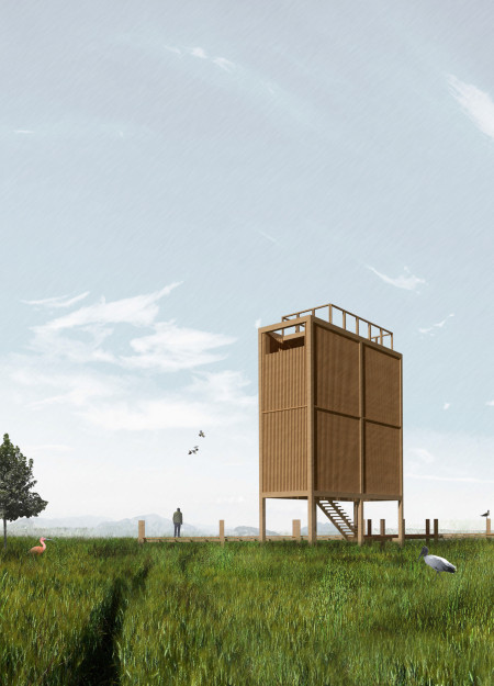 Charred Wooden Shingles and Steel Reinforcement Elevate A Nature-Inspired Observation Tower