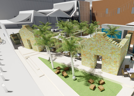 Charred Wooden Shingles and Cross-Laminated Timber Define a Contemporary Urban Community Space