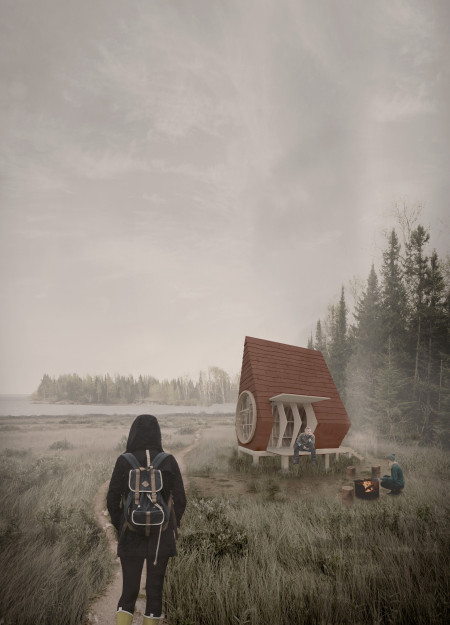 Curvilinear Shelters Crafted From Birch Plywood and Charred Shingles Along the Baltic Coast  
