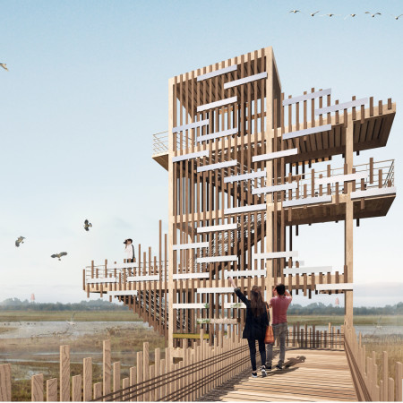 Charred Wooden Shingles and Cross-Laminated Timber Define a Community-Centered Space  