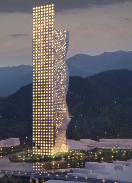 Graphene-Infused Facade and Urban Orchard Design in a Multifunctional Community Space