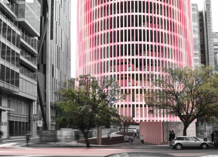 Circular Glass Facade With Reinforced Concrete Structure Designed for Autonomous Vehicle Storage