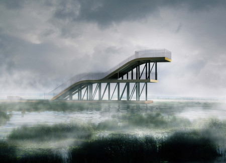 Gabion Foundations and Laminated Timber Create a Nature-Responsive Viewing Platform  