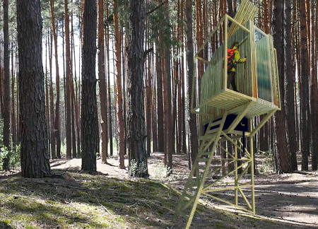 Rainwater-Collecting Retreat With Fishnet Hammocks and Timber Framing in Latvian Forest