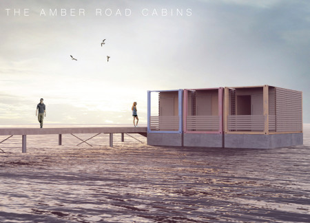 Reimagined Shipping Containers Elevated on Buoyant Foundations for Coastal Retreats