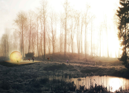 Translucent Polycarbonate Shell Embraces Forest Retreat With Renewable Energy Integration  