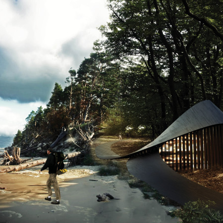 Charred Wooden Shingles and Cross-Laminated Timber Panels Enhance Sustainable Retreat Design