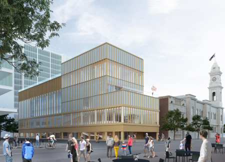 Charred Wooden Shingles and Concrete Create a Biophilic Community Hub  