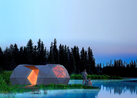 Modular Living Crafted from Anodized Aluminum and Plywood with Geometric Form Adaptation  