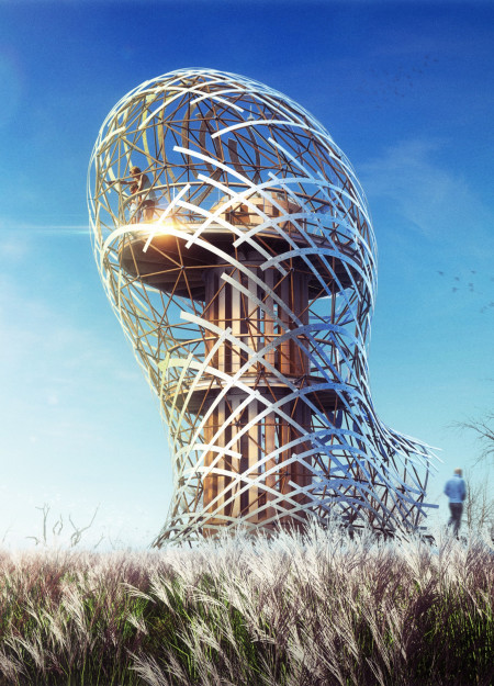 Biomimetic Design Featuring Steel Bracing and Teak Decking for Elevated Nature Observation  