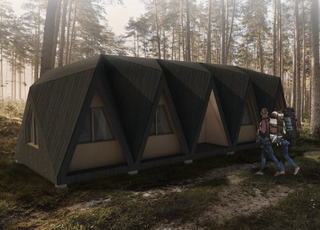 Charred Wooden Shingles and Green Roofs Define a Community Hub Designed for Interaction  