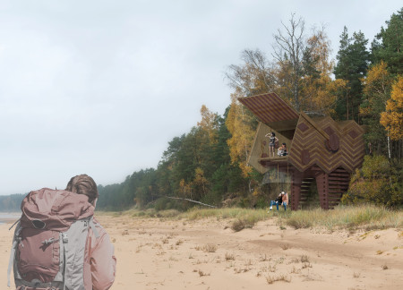Elevated Cabins Crafted From Local Larch With Fully Opening Walls Along The Amber Road