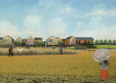 Bamboo Trusses and Local Stone Create Sustainable Community Living in a Rural Landscape