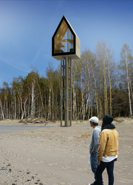 Elevated Structures Featuring Cross-Laminated Timber and Charred Wooden Shingles Nestled in Nature