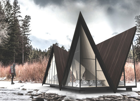 Charred Wooden Cladding and Plywood Interiors Defining Sustainable Retreats in Natural Landscapes