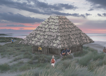 Driftwood Cabins Featuring Triangular Roofs Emphasizing Local Symbols and Sustainable Materials
