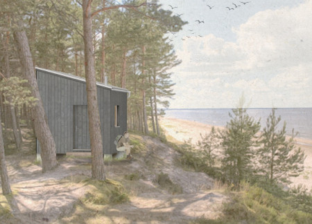 Charred Pine Siding and Elevated Living Amidst Nature's Embrace  