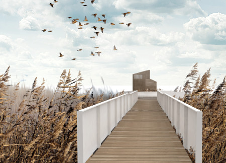 Birdwatching Observation Structure Crafted with Cross-Laminated Timber and Charred Wood Shingles  