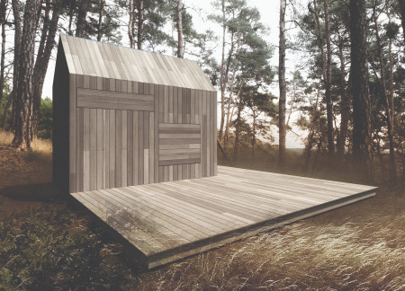 Charred Wooden Shingles and Thermal Insulation in Adaptable Gabled Retreats  