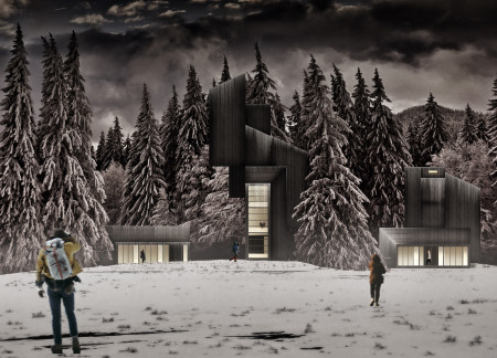 Staggered Cabins Featuring Modular Steel Framework and Timber Cladding for Eco-Conscious Retreats