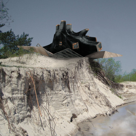 Carbon Fiber Cabins Elevated Above the Coastline with Flexible Timber Frames