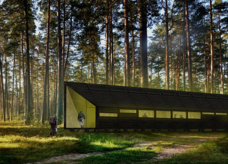 Charred Wooden Shingles and Modular Design in Latvian Cabins Embracing Nature