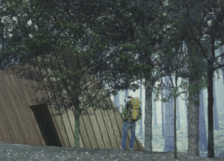 Inclined Shelters Crafted from Laminated Timber Panels Embracing Natural Views