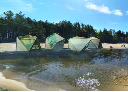 Faceted Design With Charred Wooden Shingles Overlooking Coastal Nature  