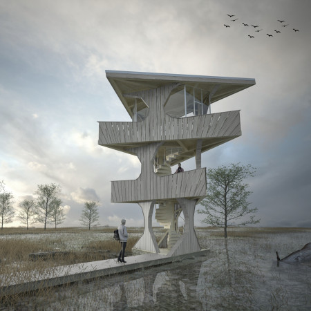 Spiral Design of Sustainable Spruce and Pine Elevates Eco-Friendly Observation Experience
