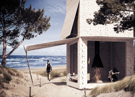 Charred Wooden Shingles and Digitally Fabricated Design Create Sustainable Gathering Spaces Along the Trail