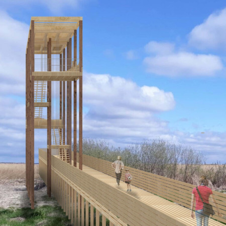 Observation Tower Crafted with Glued Laminated Timber and Transparent Glass for Enhanced Landscape Engagement