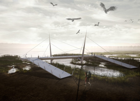 Elevated Viewing Platform Crafted with Steel and Composite Materials in a Coastal Wetland Environment