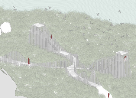 Sustainable Observation Platform Crafted with Seasoned Timber and Embedded in Natural Grasslands  