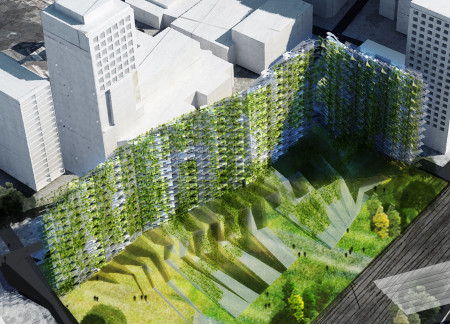 Vertical Gardens and Seeded Composite Materials Transform Affordable Urban Living