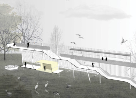 Birdwatching Pavilion Embracing Steel Framework and Environmental Integration  