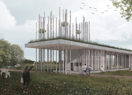 Charred Wooden Shingles and Rammed Concrete Form a Sustainable Gateway to Nature  