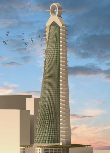 Harnessing Wind Energy Through Gyroscopic Turbines and Reinforced Concrete in a Hyperbolic Skyscraper  