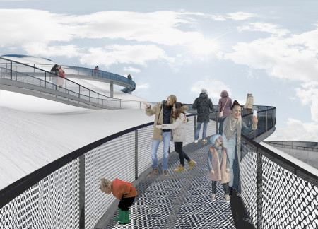 Geothermal-Powered Observation Walkway with Galvanized Steel and Nature-Integrated Design