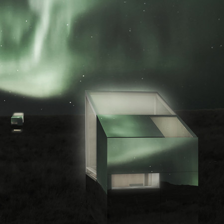 Polycarbonate Shelters Crafted for Aurora Viewing in a Remote Landscape  